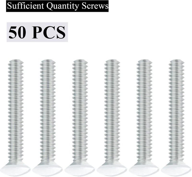 Taezn 50 Pack Long Outlet Screws, 1 Inch White Screws for Wall Plates & Covers - Image 3